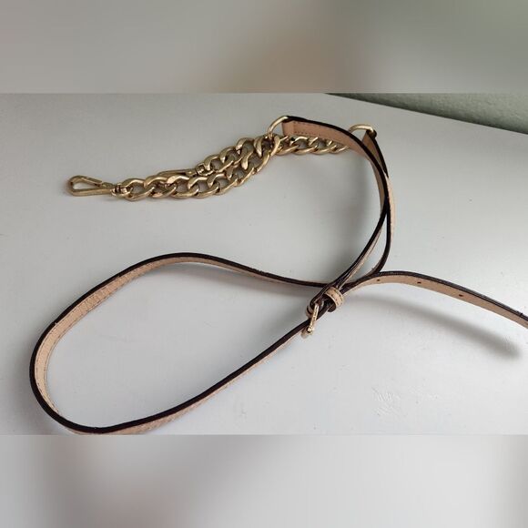 Michael Kors Gold Chain Tan Leather Strap - Picture 2 of 7